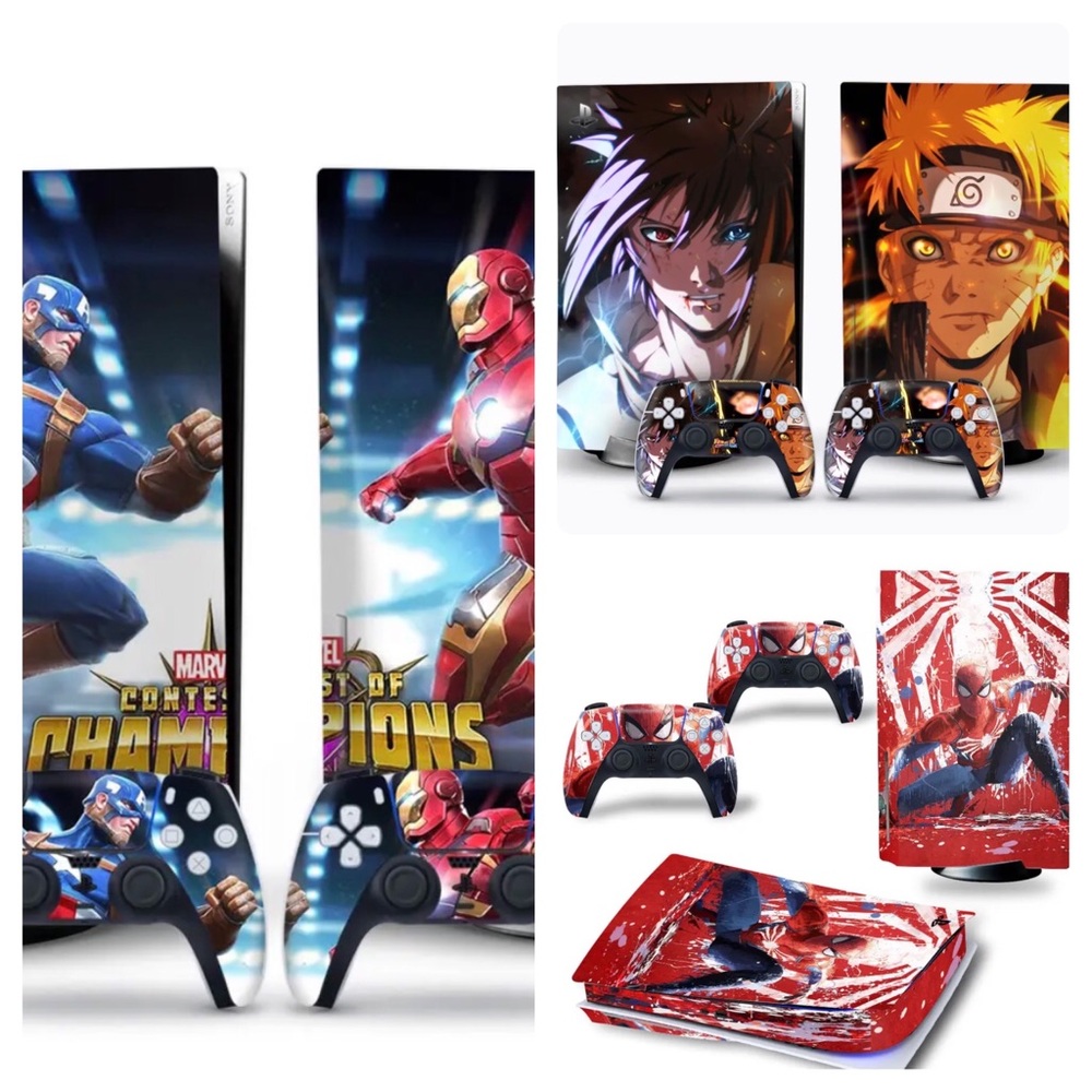 PS5 Skin Full Set Marvel Iron Man Captain America Spider Anime Naruto Digital